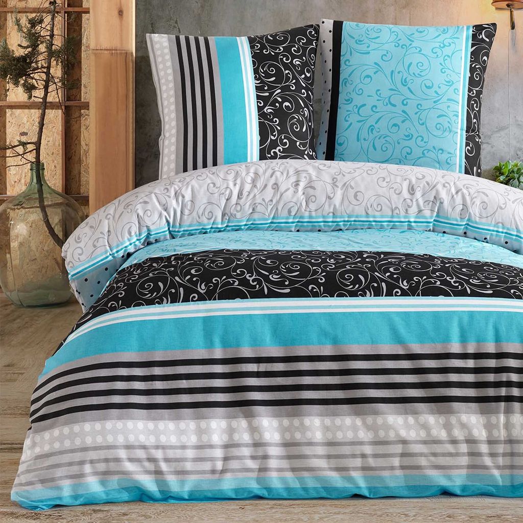 Buymax Renforce Bettwäsche 200x200 cm aus 100% Baumwolle 3 teilig mit Reissverschluss (1x Bettbezug, 2x Kopfkissenbezug 80x80 cm), Deckenbezug Set