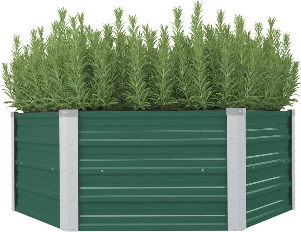 Hochbeet 129x129x46 cm Verzinkter Stahl Grün
