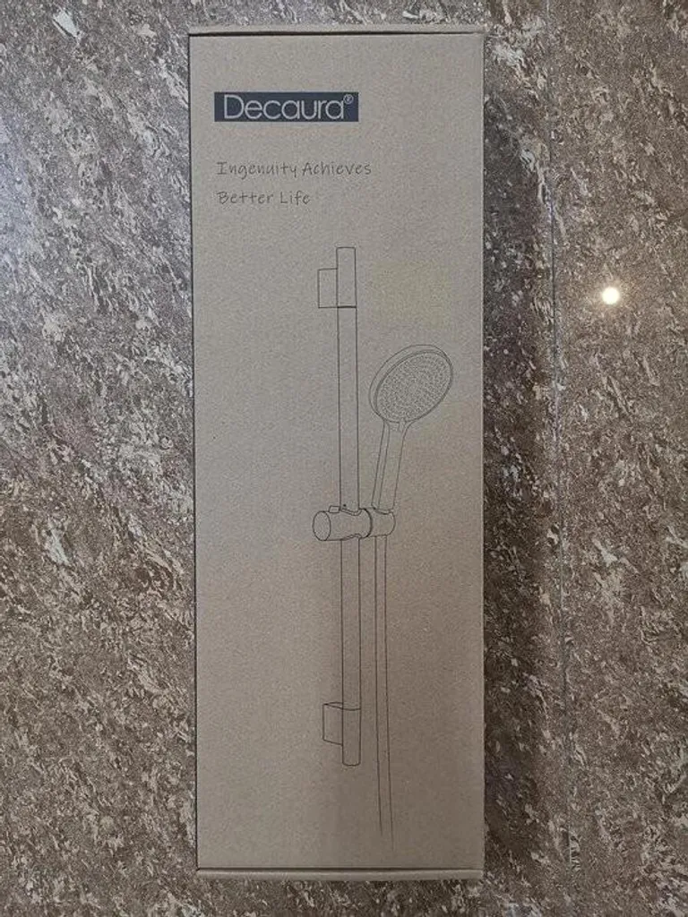 Ensemble barre de douche réglable avec pommeau 3 jets et flexible 1m50