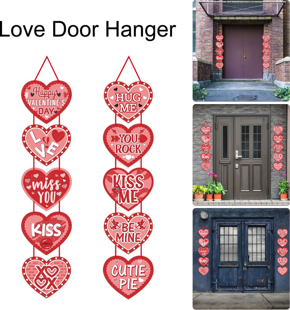 1 Paar rotes Herz zum Valentinstag, Türschild, Dekoration, Papier, Liebesherz, Haustür-Aufhänger, Ornament, Happy Valentine's Day, Wanddekoratio...