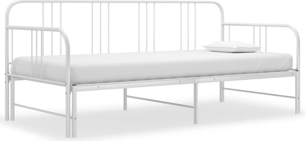 The Living Store Ausziehsofa Bettgestell Weiß Metall 90x200 cm