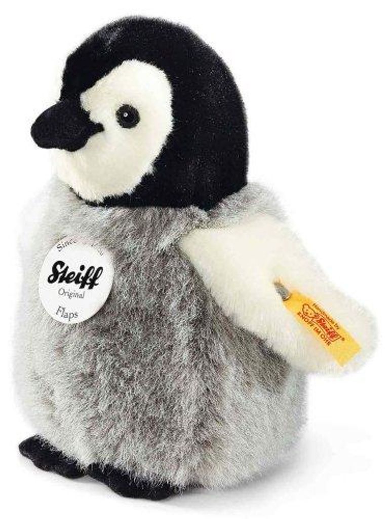 Steiff Kuscheltier Pinguin Flaps Schwarz/Weiß/Grau (16cm) Produktbild 