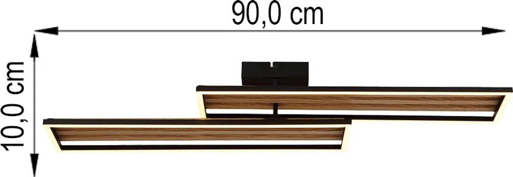 Plafonnier LED orientable 90 cm effet bois avec spots modulables chic - 9