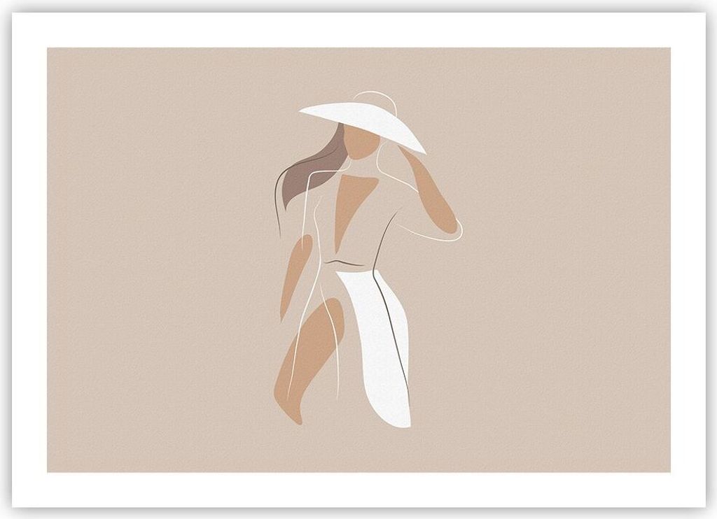 Poster - Poster ohne Rahmen - Minimalismus Frau Buntstift - 70x50 cm - Wand Bild - Wanddeko - Wandbilder - Kunstposter - Wandposter - Bilder - Kuns...