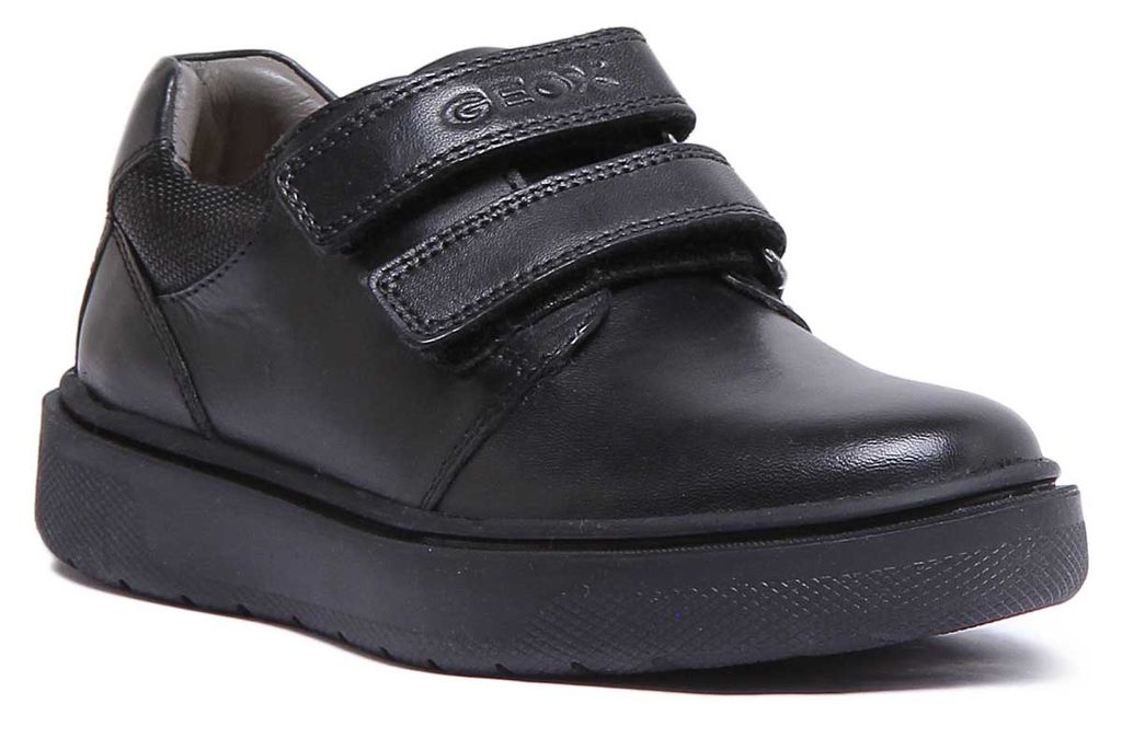 Geox J Riddock B,H Kinder Leder Zwei Riemen Schlupf Schuhe In Schwarz (33; Schwarz)