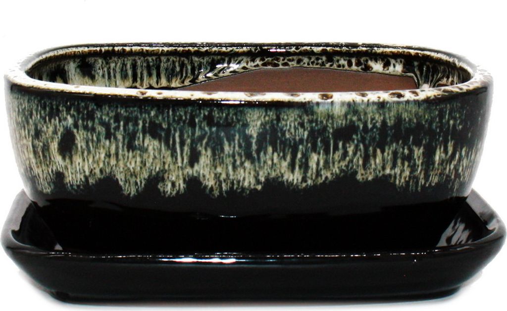 Bonsai-Schale mit Unterteller Gr. 3 Schwarz-Weiss Produktbild 