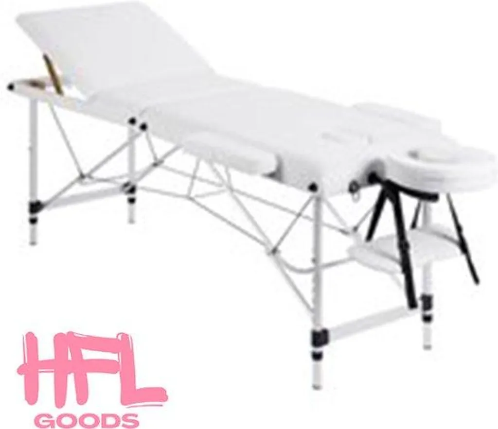 Lit d'esthétique pliable 3 sections blanc pour massage et soins