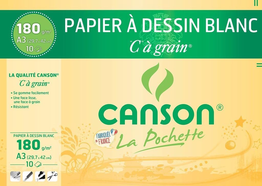 CANSON Zeichenpapier "C" … Grain, DIN A3, 180 g/qm Image du produit 