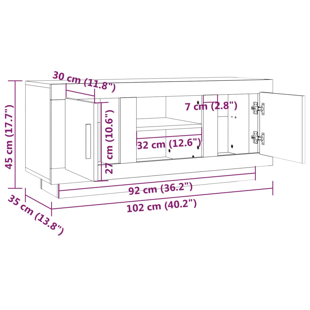 Mobile Supporto TV Maison Exclusive 102cm Rovere - Legno Multistrato - 7