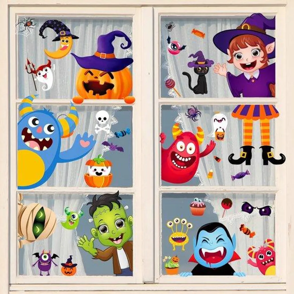 Stickers Halloween pour fenêtre enfant : lot de 10 faciles à poser