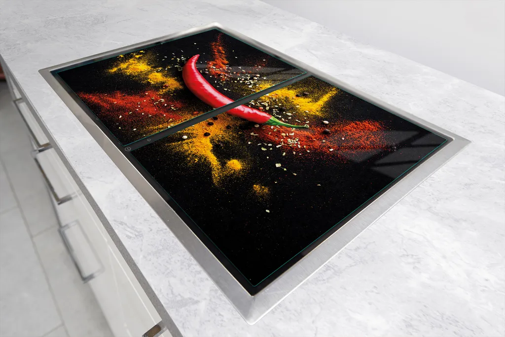 Copri Fornelli 75x52 in Vetro Temperato Peperoncino - Set 2 Pezzi - 6