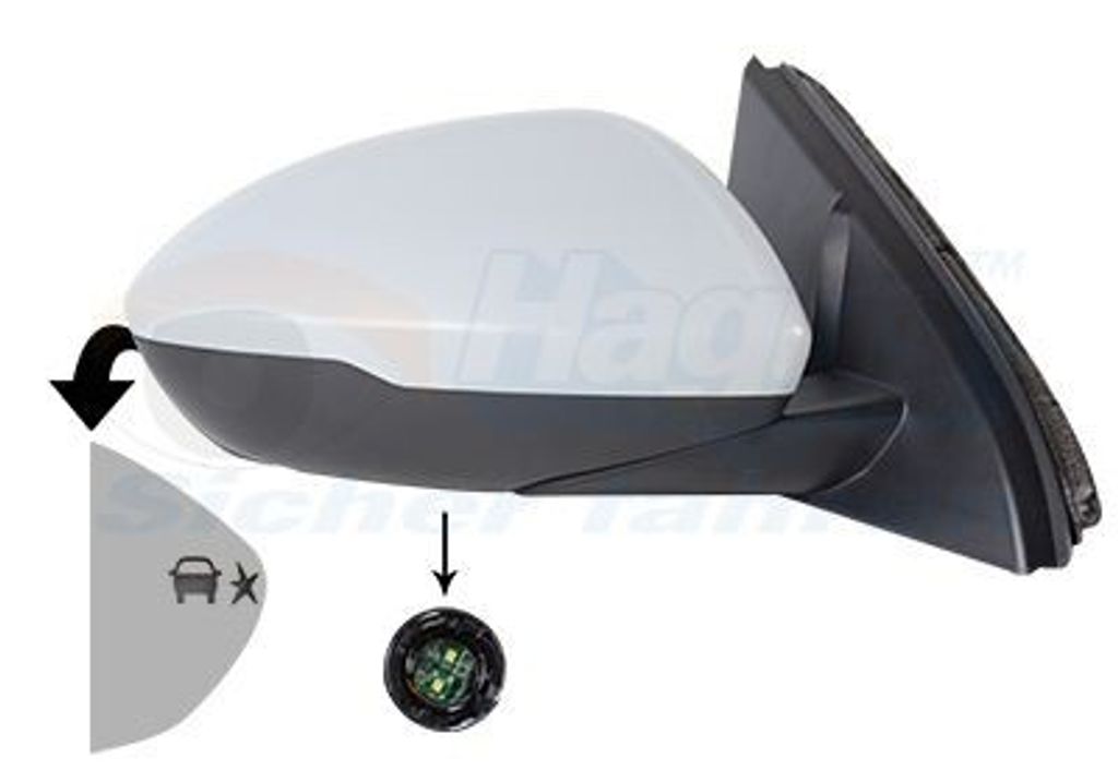 VAN WEZEL 3854826 Außenspiegel Seitenspiegel Rechts für OPEL INSIGNIA Caravan Konvex Beheizt mit Memory Grundiert