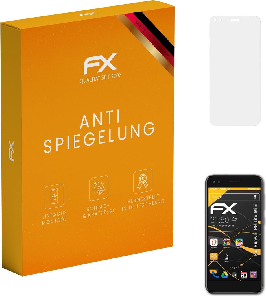 atFoliX FX-Antireflex 3x Schutzfolie kompatibel mit Huawei P9 Lite Mini Displayfolie