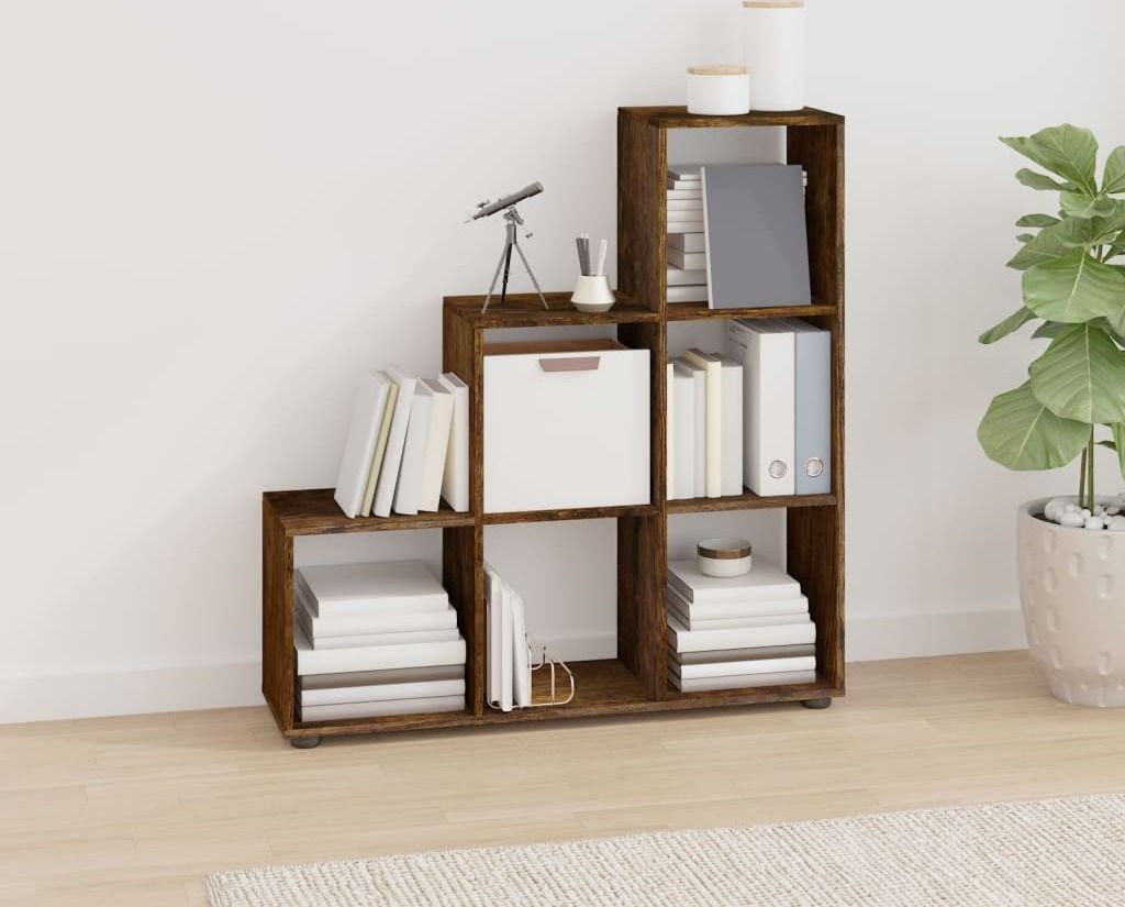The Living Store Treppenregal Räuchereiche 107 cm Holzwerkstoff