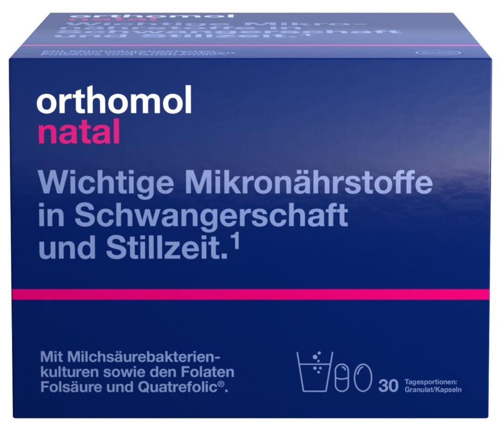 Orthomol Natal - Mikronährstoffe für Schwangerschaft und Stillzeit - mit Folsäure, weiteren Vitaminen und Zink - Granulat/Kapseln, 30 St. Tagesp...