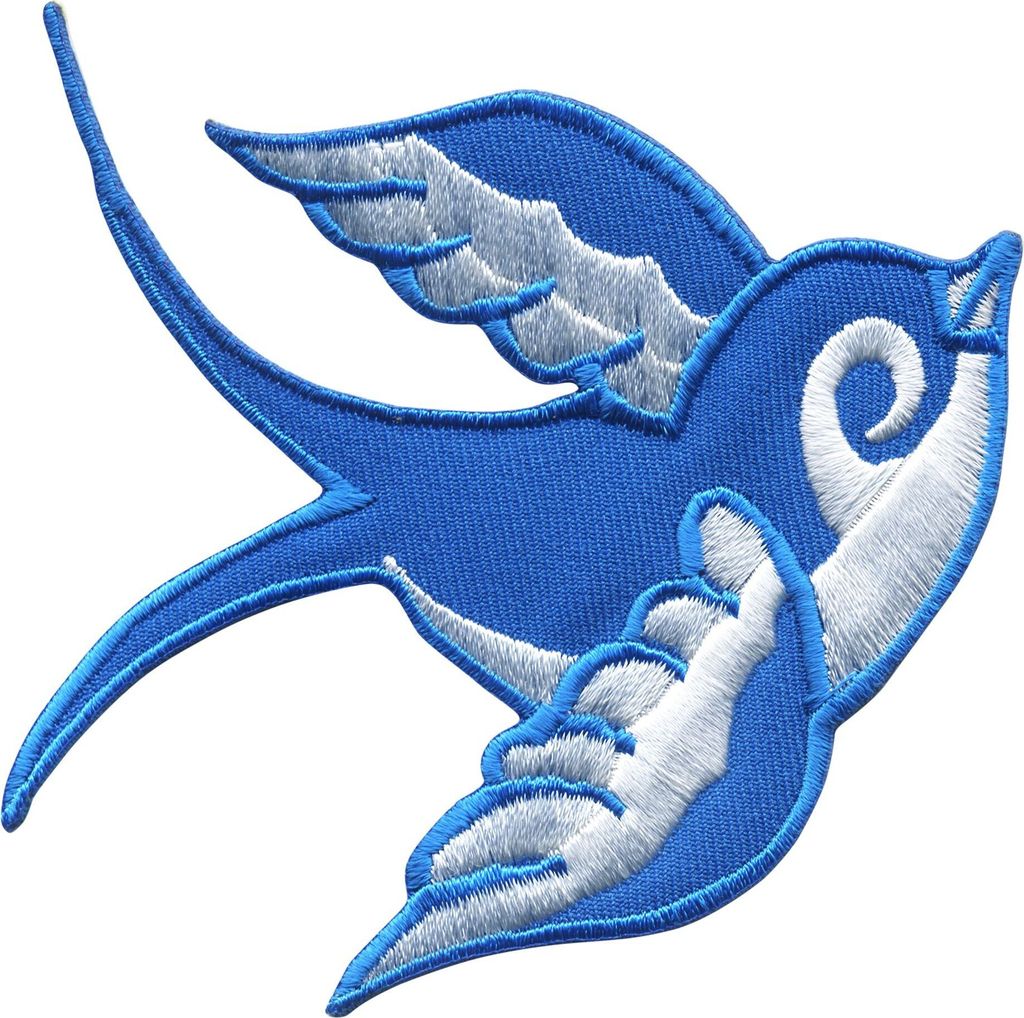 Aufnäher - Schwalbe - blau weiß - Kopf rechts - Patch