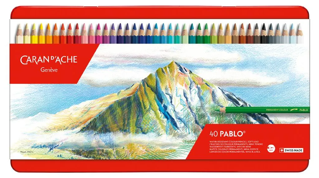Crayons de Couleur Pablo Caran d'Ache Boîte Métal de 40 Pièces 666340