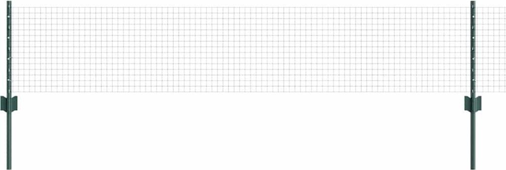 vidaXL Zaun mit Pfosten Grün 0,4 x 50 m Stahl und PVC