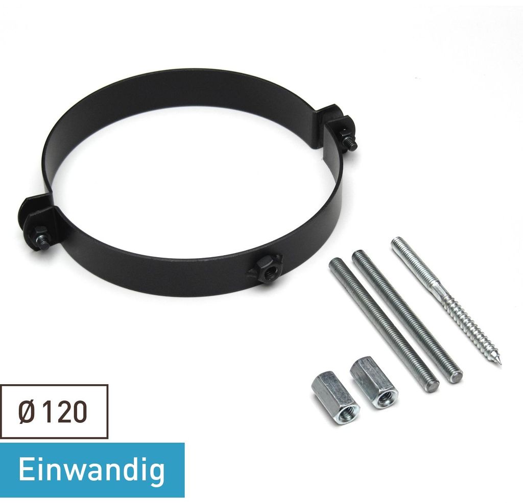 Raik Basic Rohrschelle 120mm schwarz für Rauchrohr / Ofenrohr