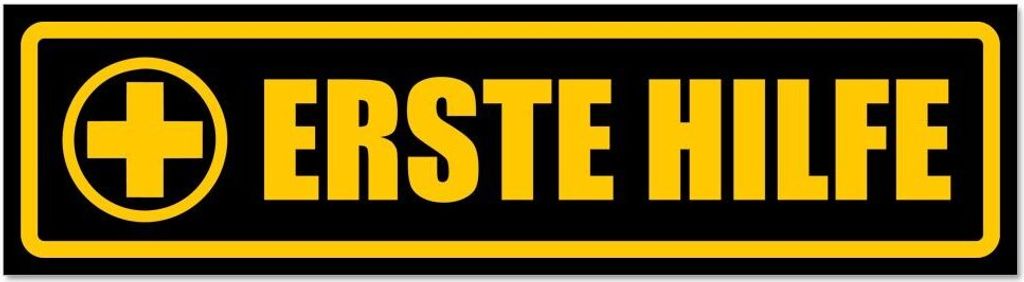 Kiwistar - Autoaufkleber - Gelb - Schwarz - 30 x 8 cm - Erste Hilfe - Hinweis Aufkleber Sticker für Auto, Kfz, Fahrrad, PKW, LKW