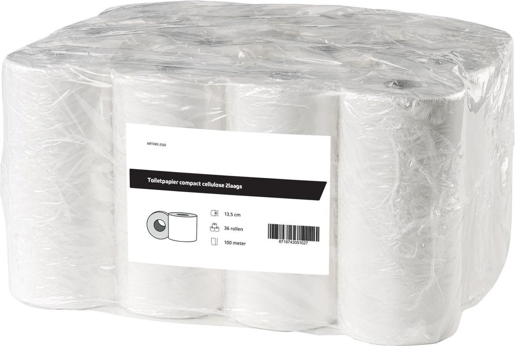 Toilettenpapier Kompakt | Zellstoff | 2-lagig | 36 Toilettenpapierrollen | weiß