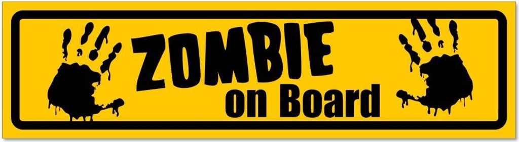 Kiwistar - Autoaufkleber - Gelb - Schwarz - 20 x 5,3 cm - Zombie ob Board invertiert - Hinweis Aufkleber Sticker für Auto, Kfz, Fahrrad, PKW, LKW