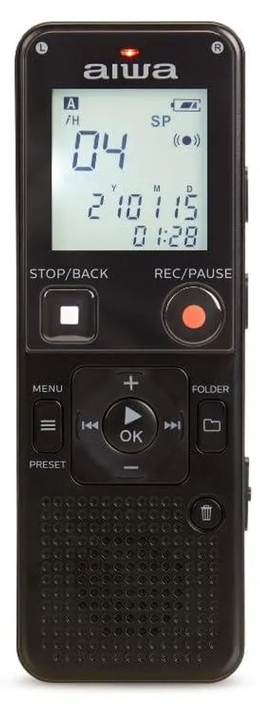 Enregistreur vocal AIWA 16 Go : ne manquez plus aucun détail sonore noir