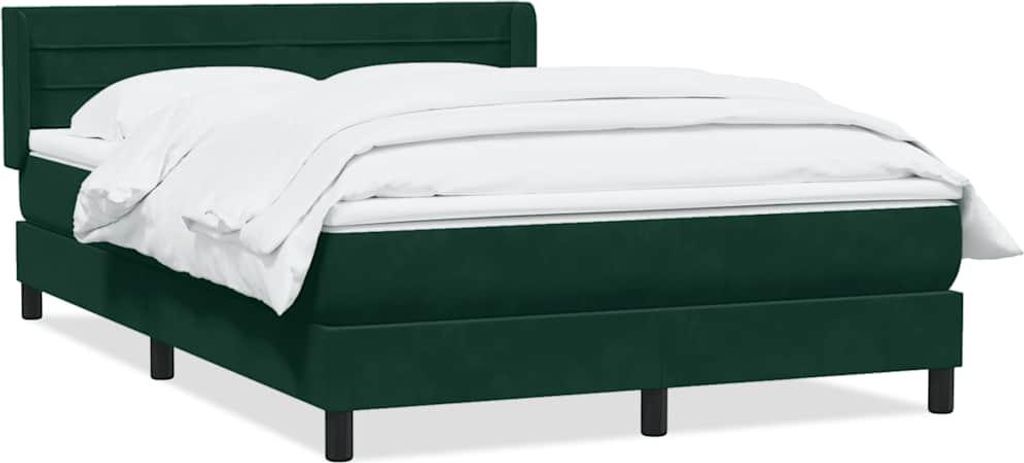vidaXL Boxspringbett mit Matratze Dunkelgrün 160x220 cm Samt