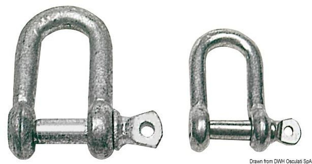 Verzinkter Stahl D-Schäkel 12 mm (retail 1 Stk..) Osculati 08.330.12