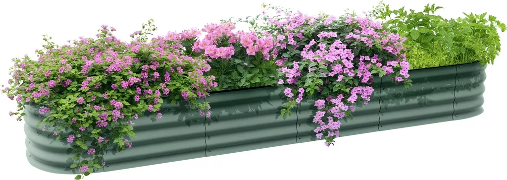 Jardinière de jardin anti-nuisibles en acier vert modulable 240 cm