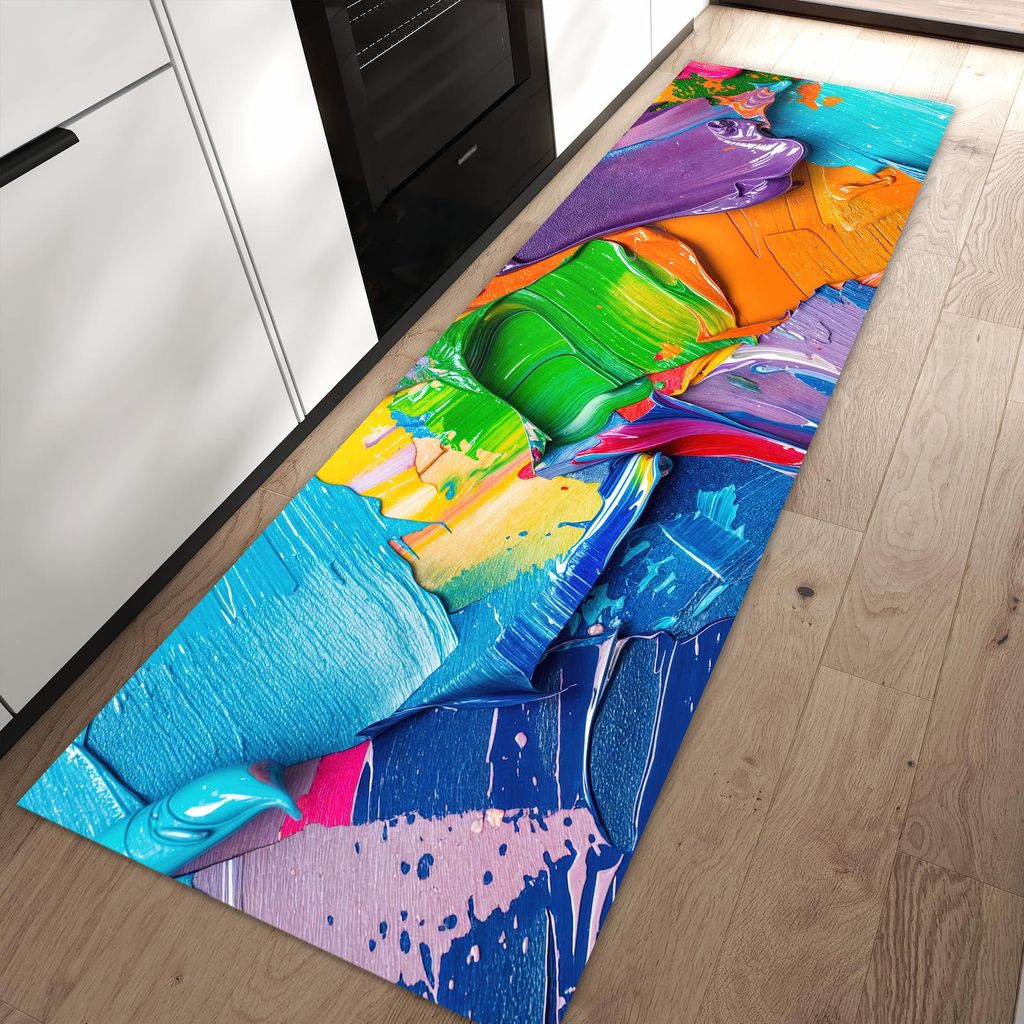 Küchenteppich 60x90cm rutschfest & abwischbar PVC Läufer - Farbsymphonie
