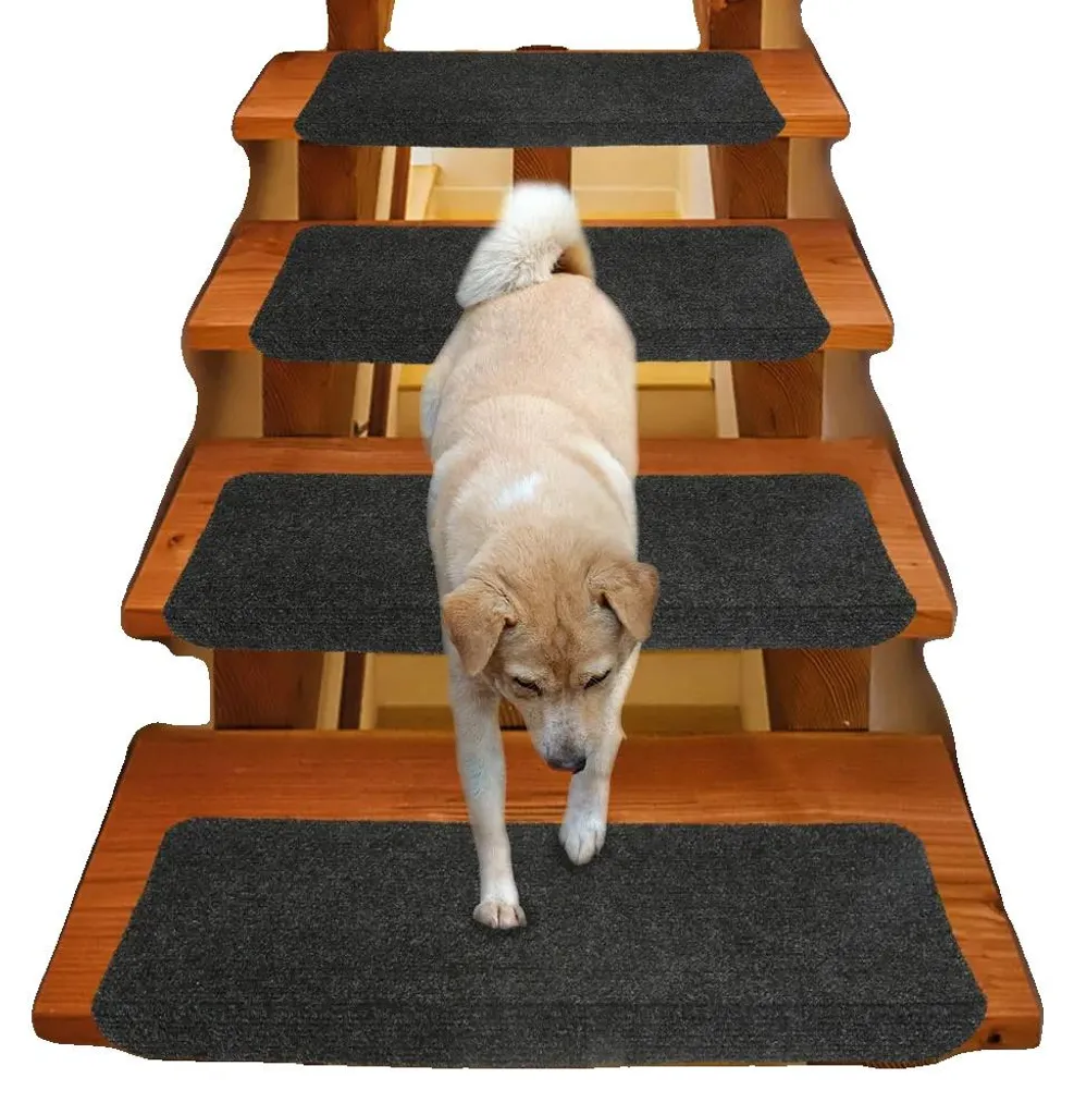 Tapis pour marches d'escalier noir - Solution antidérapante et lavable