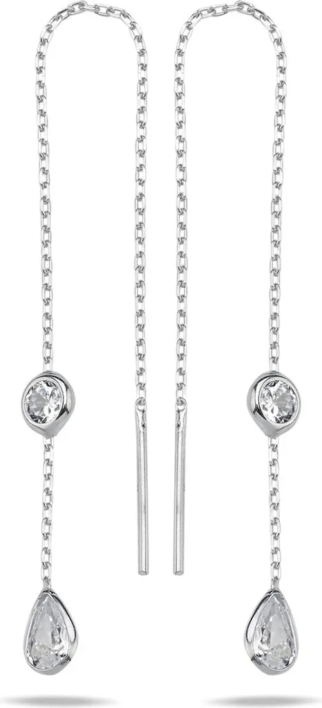 Boucles d'oreilles rhodiées argent 925 et zircone cubique scintillante