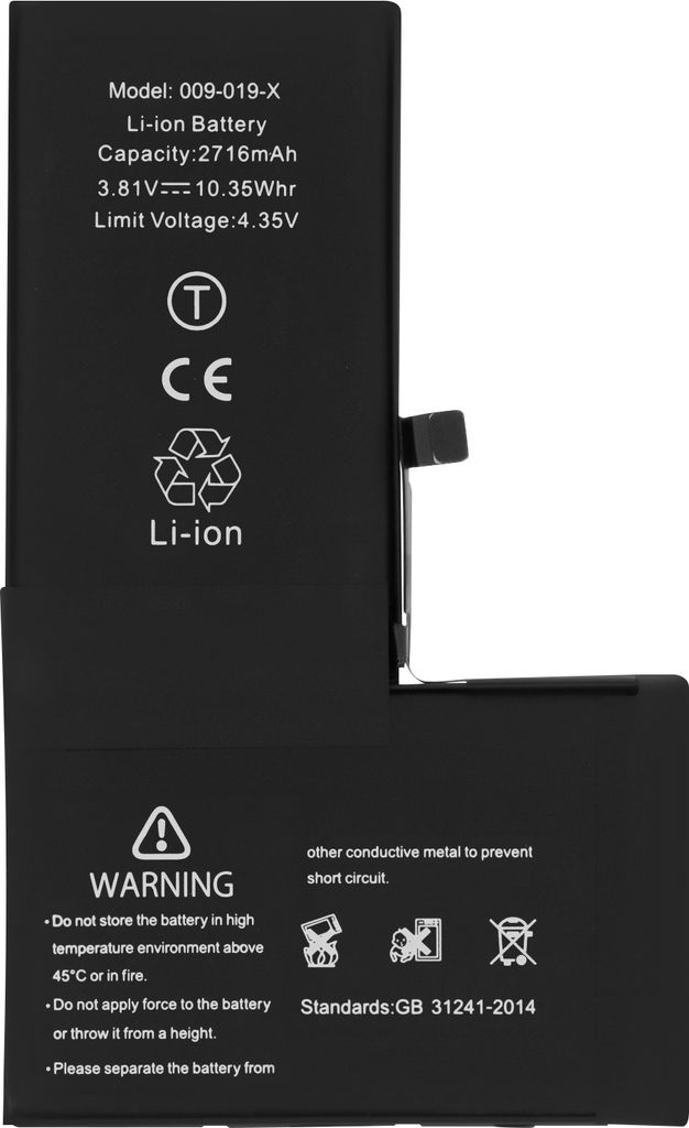 Clappio, Akku für Apple iPhone X 2716mAh 100% kompatibel, Schwarz