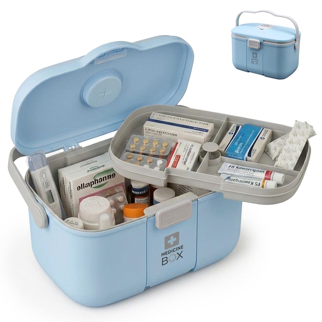 Relaxdays Scatola per medicinali, 4 scomparti, Immagine del prodotto 