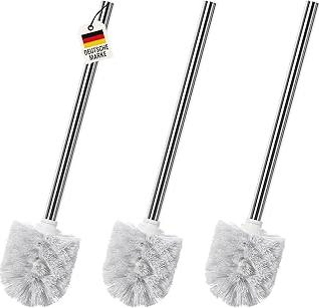 WELLGRO 3er Set Toilettenbürste Weiß – WC Bürste Universal mit Ersatzbürstenkopf – Klobürste Ersatz WC Bürstenkopf Ø 7,8 cm austauschbar