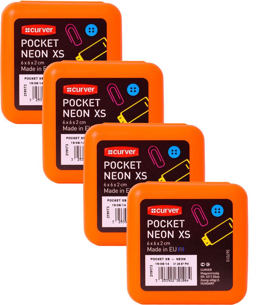Curver Pocket Box Neon XS Orange Aufbewahrungsbox Kleinteilebox mit Deckel und Klick-Verschluss