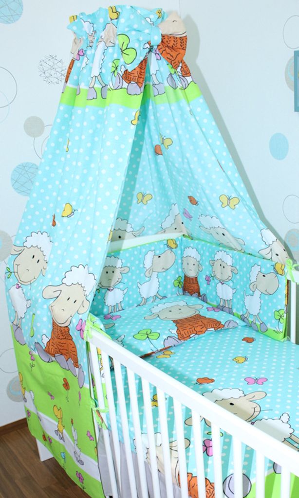 Vollstoff Himmel für Baby Bett Vollstoffhimmel Betthimmel - 22. Schaf Türkis