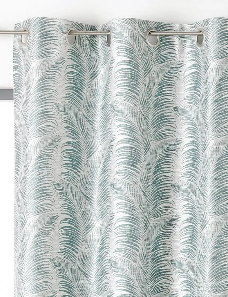 Rideau tamisant salon vert d'eau Palme 145x250 cm idéal pour l'été