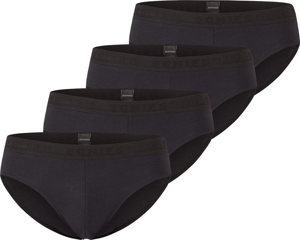 Schiesser 4er Pack Teens Boys 95/5 Organic Baumwolle Slip / Unterhose Webgummibund mit Logo-Schriftzug, Beinabschlüsse mit Einfass, Elastische Sin...