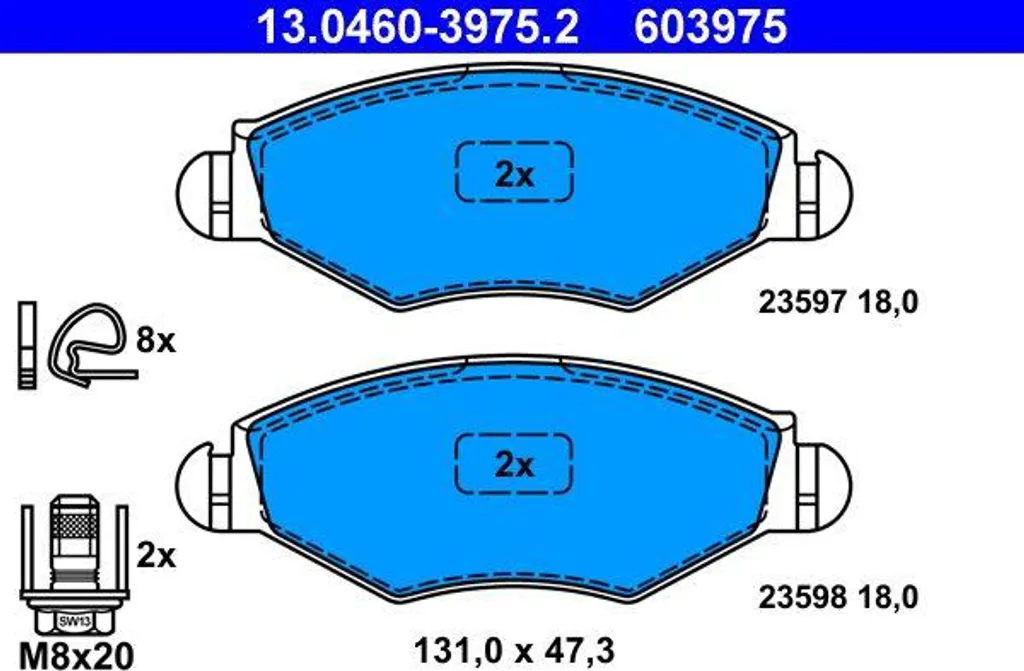Plaquettes de Frein ATE 13.0460-3975.2 : Idéal pour Entretien Peugeot 206
