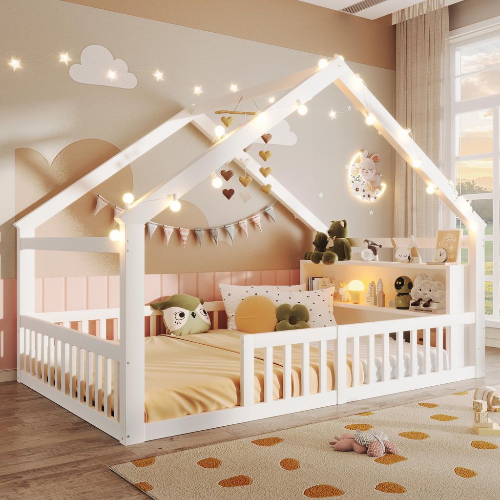 Lit cabane 140 x 190 cm, lit pour enfant avec barrières de Image du produit 