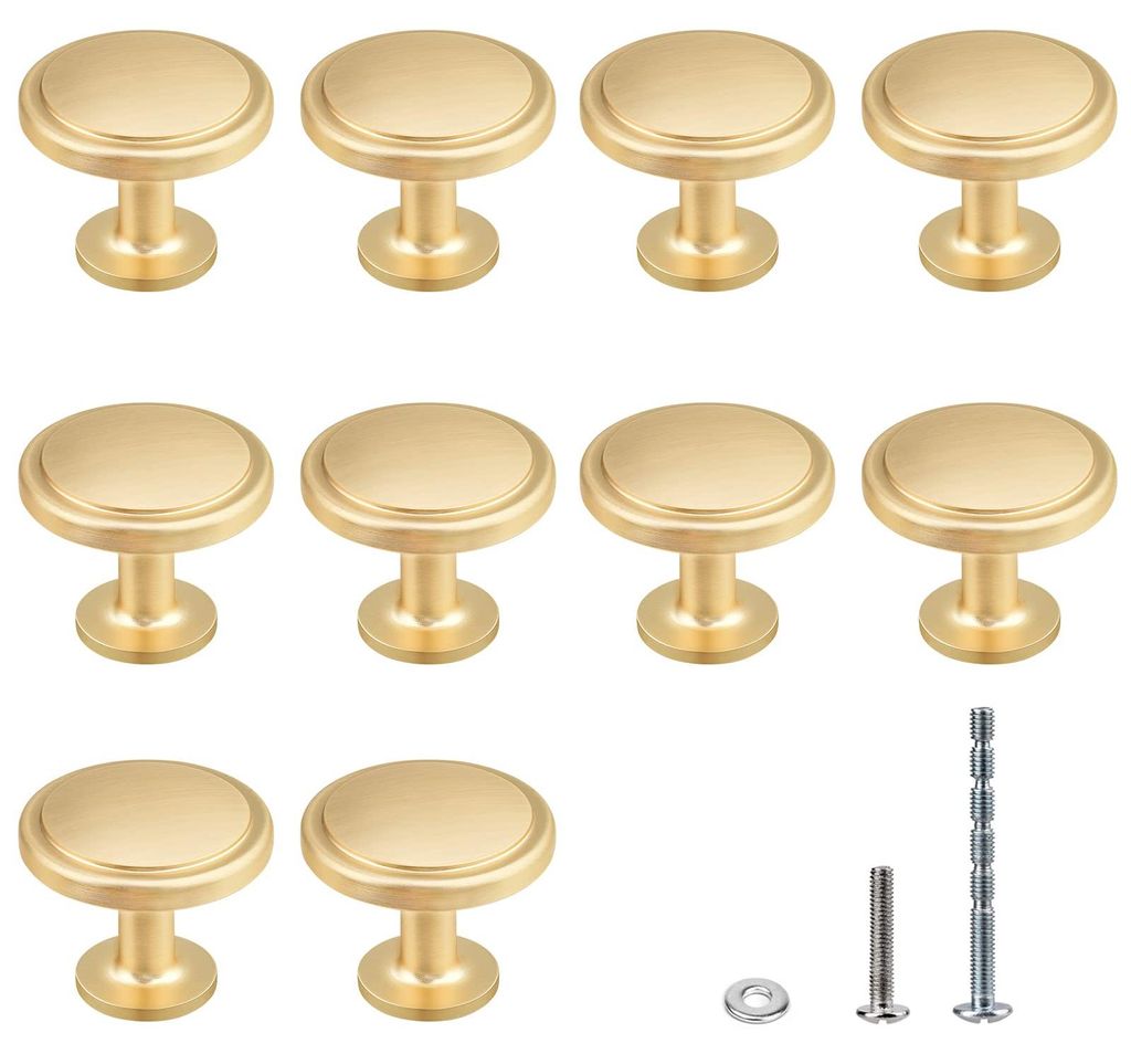 10 Stück 30-mm-Möbelknöpfe, Schrankknöpfe aus Zinklegierung, goldene Türknöpfe, runde Knöpfe für Schränke, geeignet für Möbel, Kleidersc...