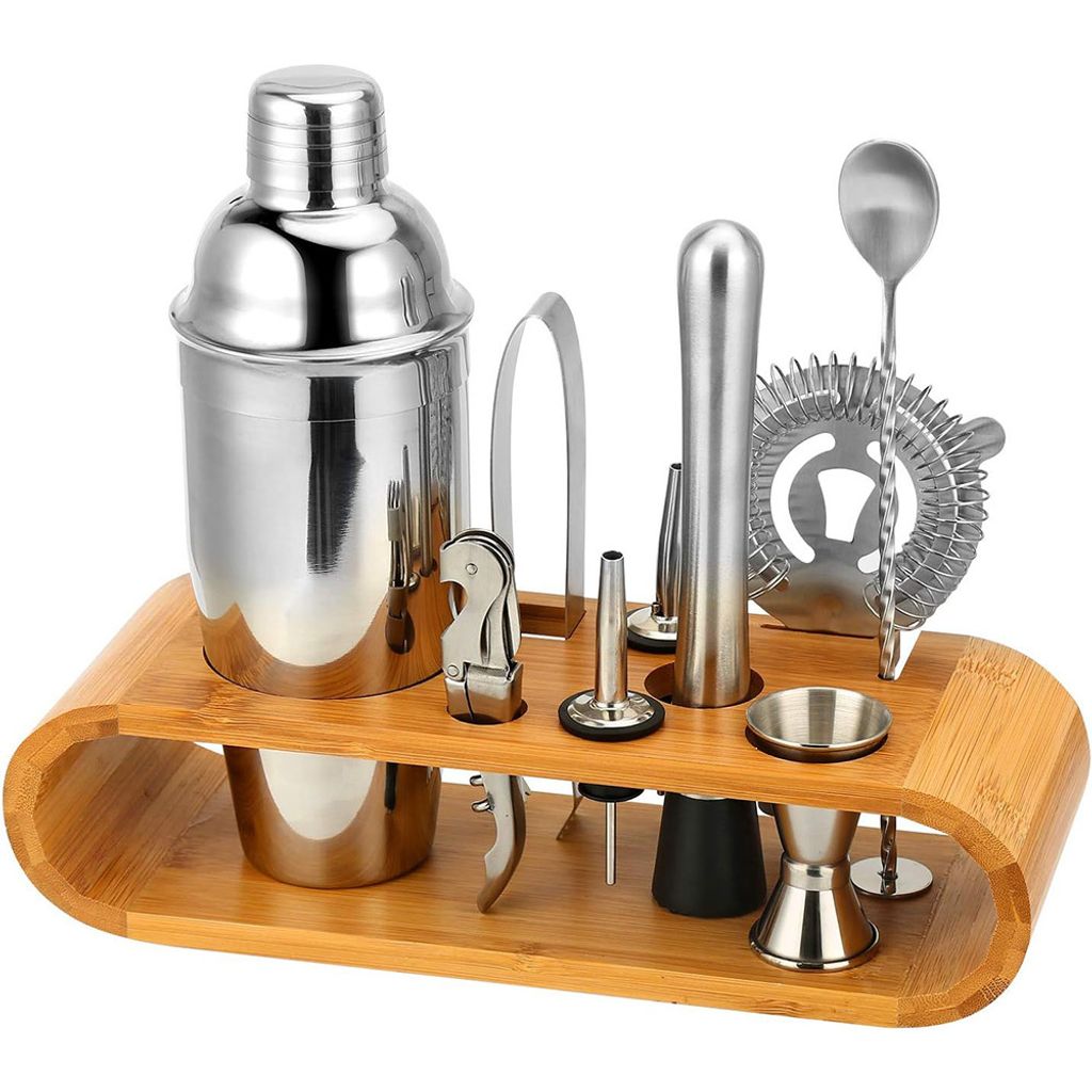 Cocktail Shaker Set, 750ML 10 Teiliges Edelstahl Barkeeper Kit Geschenk für Männer, Frauen, Freunde, Home Stylish Bar Tool Set , Silber