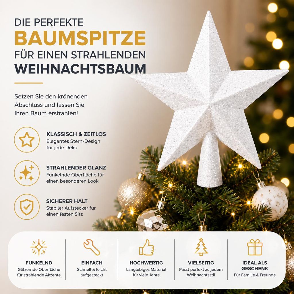 Baumspitze für Weihnachtsbaum Christbaumspitze Aufsatz für