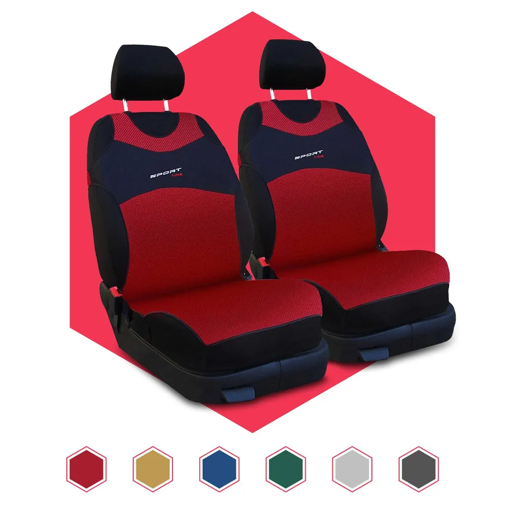 Set 2 Coprisedili Anteriori Rossi Universali - Design Sportivo Auto