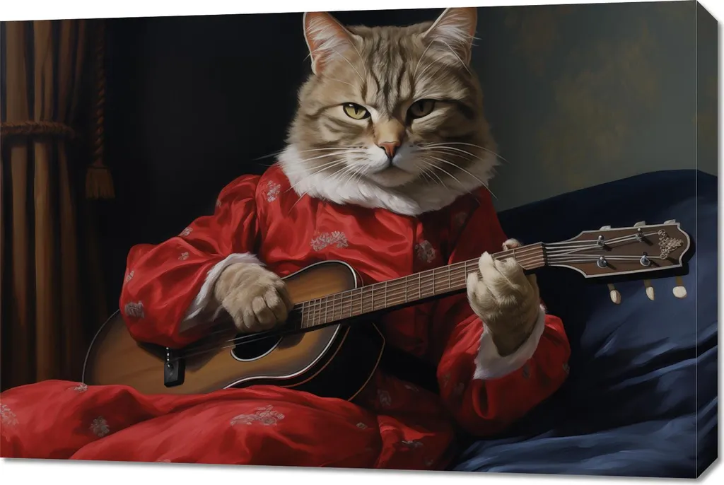 Quadro Moderno Gatto 90x60 cm - Decorazione Parete Melodia Felina