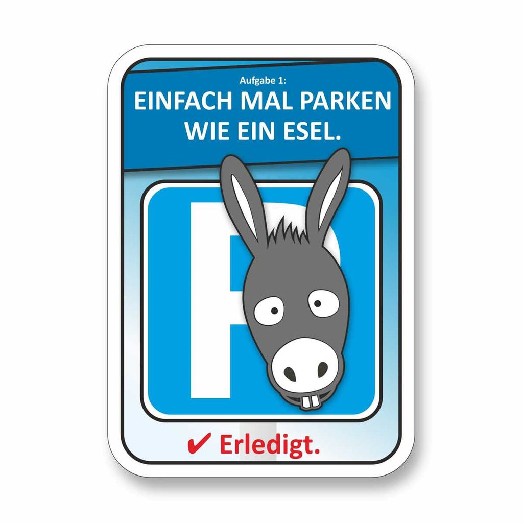 Parken wie ein Esel Auto-Scheiben-Aufkleber gegen Parkidioten I kfz_503 I DIN A6 I Verwarnung für Falschparker I Sticker zum Frustabbau I 100er Set