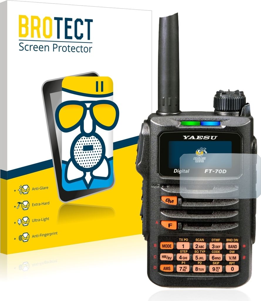 BROTECT Entspiegelungs Schutzglas für Yaesu FT-70DR Schutzfolie Panzer Folie Glas Display Schutz matt