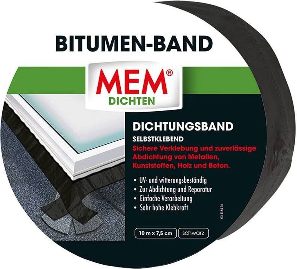 MEM Bitumen-Band 10 m x 7,5 cm schwarz Produktbild 